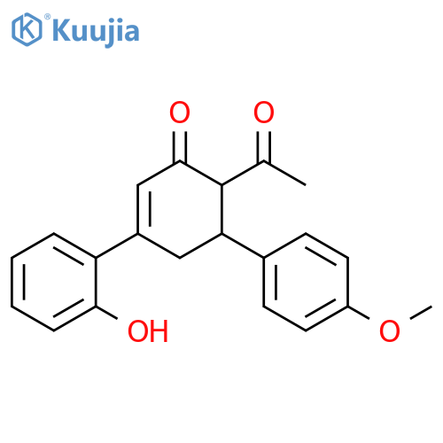 2-Cyclohexen-1-one, 6-acetyl-3-(2-hydroxyphenyl)-5-(4-methoxyphenyl)- structure