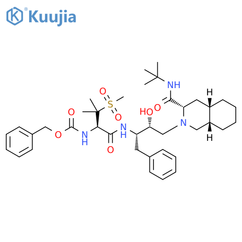 Carbamic acid, [(1R)-1-[[[(1S,2R)-3-[(3S,4aS,8aS)-3-[[(1,1-dimethylethyl)amino]carbonyl]octahydro-2(1H)-isoquinolinyl]-2-hydroxy-1-(phenylmethyl)propyl]amino]carbonyl]-2-methyl-2-(methylsulfonyl)propyl]-, phenylmethyl ester (9CI) structure