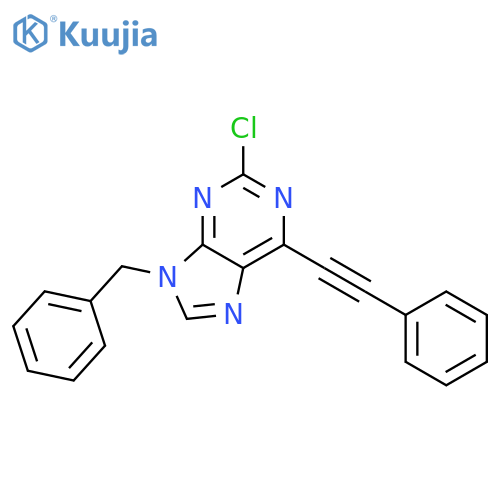 9H-PURINE, 2-CHLORO-6-(PHENYLETHYNYL)-9-(PHENYLMETHYL)- structure