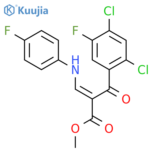 Methyl 2-(2,4-dichloro-5-fluorobenzoyl)-3-((4-fluorophenyl)amino)acrylate structure