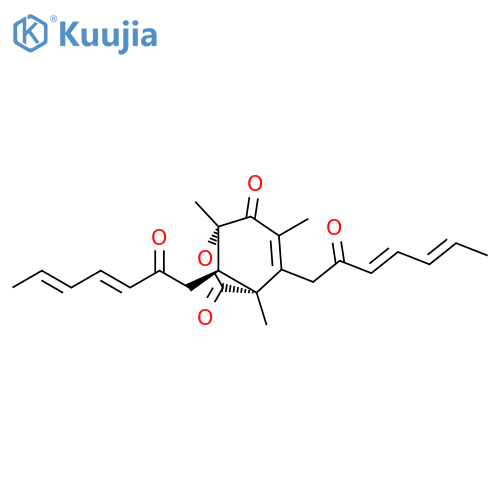 6-Oxabicyclo[3.2.1]oct-2-ene-4,7-dione, 1,3,5-trimethyl-2,8-bis[(3E,5E)-2-oxo-3,5-heptadien-1-yl]-, (1R,5S,8R)- structure