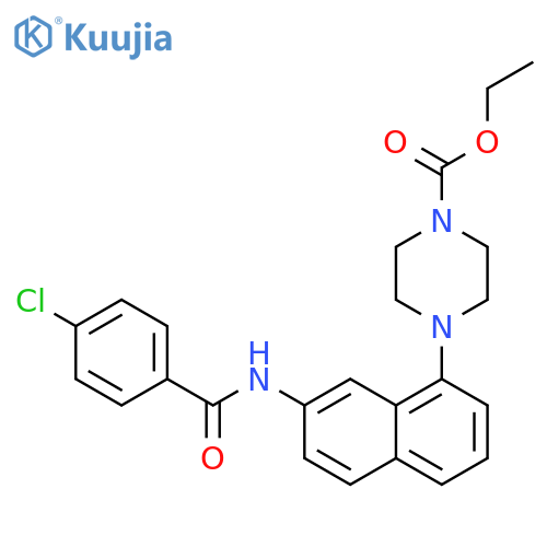 1-Piperazinecarboxylic acid, 4-[7-[(4-chlorobenzoyl)amino]-1-naphthalenyl]-, ethyl ester structure