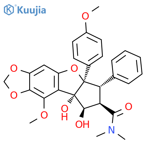 6H-Cyclopenta[4,5]furo[2,3-f]-1,3-benzodioxole-7-carboxamide, 5a,7,8,8a-tetrahydro-8,8a-dihydroxy-9-methoxy-5a-(4-methoxyphenyl)-N,N-dimethyl-6-phenyl-, (5aR,6S,7R,8R,8aS)- structure