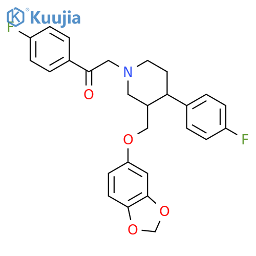 2-[(3R,4S)-3-[(1,3-benzodioxol-5-yloxy)methyl]-4-(4-fluorophenyl)piperidin-1-yl]-1-(4-fluorophenyl)ethanone structure
