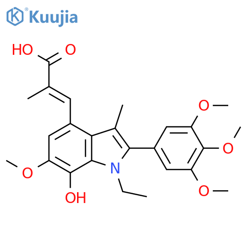 2-Propenoic acid, 3-[1-ethyl-7-hydroxy-6-methoxy-3-methyl-2-(3,4,5-trimethoxyphenyl)-1H-indol-4-yl]-2-methyl-, (E)- (9CI) structure