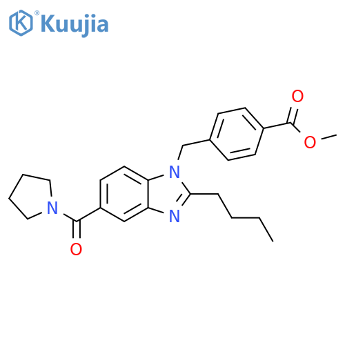 Benzoic acid,4-[[2-butyl-5-(1-pyrrolidinylcarbonyl)-1H-benzimidazol-1-yl]methyl]-,methyl ester structure
