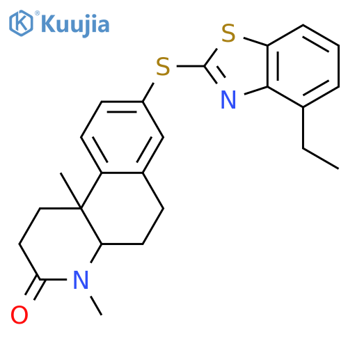 Benzo[f]quinolin-3(2H)-one,8-[(4-ethyl-2-benzothiazolyl)thio]-1,4,4a,5,6,10b-hexahydro-4,10b-dimethyl-,(4aR,10bR)- structure
