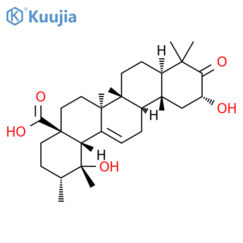 2α,19α-Dihydroxy-3-oxo-urs-12-en-28-oic acid structure