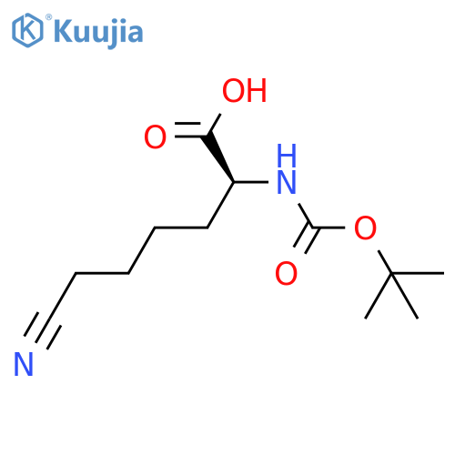 2-{(tert-butoxy)carbonylamino}-6-cyanohexanoic acid structure
