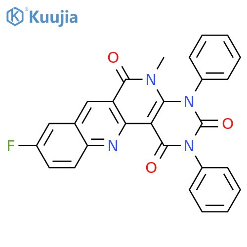 9-fluoro-5-methyl-2,4-diphenylbenzo[b]pyrimido[4,5-h][1,6]naphthyridine-1,3,6(2H,4H,5H)-trione structure