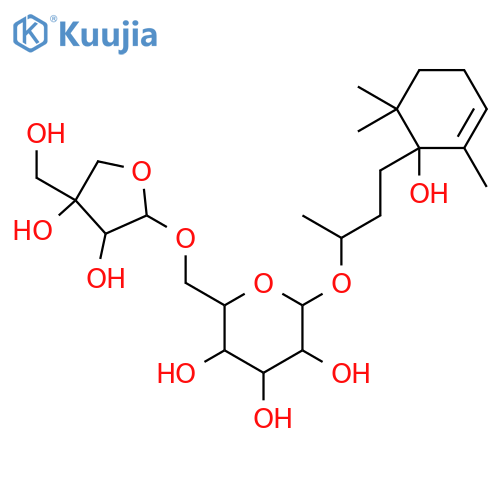 4-Megastigmene-6a,9R-diol 9-[apiosyl-(1->6)-glucoside] structure