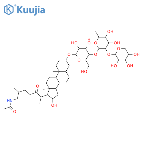 Acetamide, N-[(3β,5α,16α)-16-hydroxy-22-oxo-3-[(O-β-D-xylopyranosyl-(1→2)-O-6-deoxy-α-L-mannopyranosyl-(1→4)-β-D-glucopyranosyl)oxy]cholestan-26-yl]- (9CI) structure
