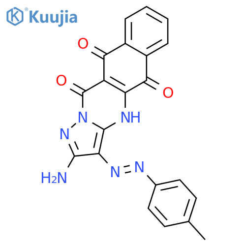 Benzo[g]pyrazolo[5,1-b]quinazoline-5,10,11(4H)-trione,2-amino-3-[2-(4-methylphenyl)diazenyl]- structure