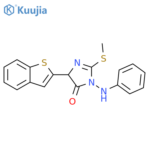 4H-Imidazol-4-one,5-benzo[b]thien-2-yl-3,5-dihydro-2-(methylthio)-3-(phenylamino)- structure
