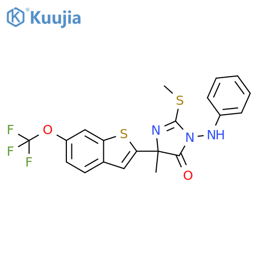 4H-Imidazol-4-one,3,5-dihydro-5-methyl-2-(methylthio)-3-(phenylamino)-5-[6-(trifluoromethoxy)benzo[b]thien-2-yl]- structure