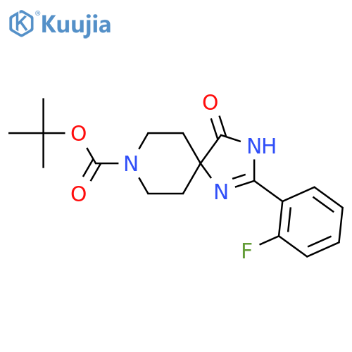 Tert-Butyl2-(2-fluorophenyl)-4-oxo-1,3,8-triazaspiro[4.5]dec-1-ene-8-carboxylate structure