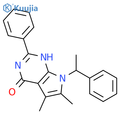 4H-Pyrrolo[2,3-d]pyrimidin-4-one,1,7-dihydro-5,6-dimethyl-2-phenyl-7-(1-phenylethyl)- structure