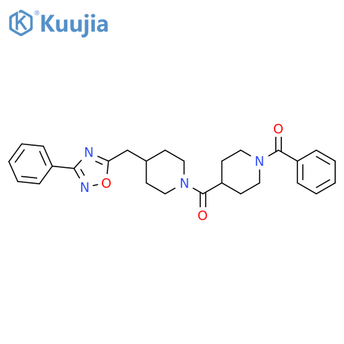 1-benzoyl-4-{4-[(3-phenyl-1,2,4-oxadiazol-5-yl)methyl]piperidine-1-carbonyl}piperidine structure