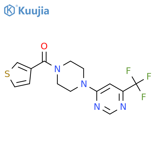 4-[4-(thiophene-3-carbonyl)piperazin-1-yl]-6-(trifluoromethyl)pyrimidine structure