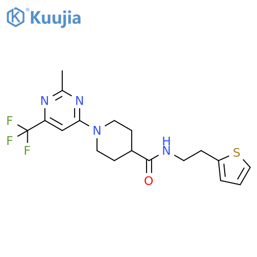 1-[2-methyl-6-(trifluoromethyl)pyrimidin-4-yl]-N-[2-(thiophen-2-yl)ethyl]piperidine-4-carboxamide structure