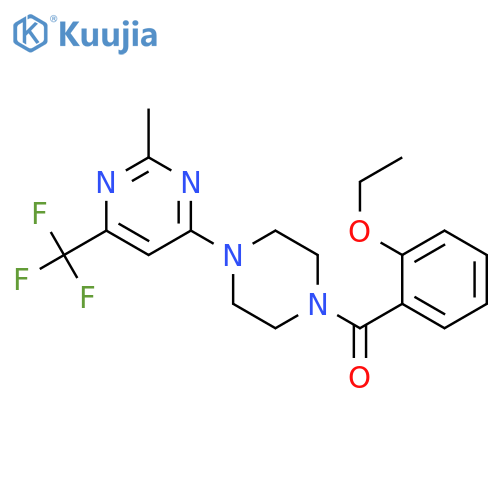 4-[4-(2-ethoxybenzoyl)piperazin-1-yl]-2-methyl-6-(trifluoromethyl)pyrimidine structure