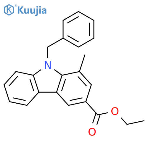 9H-Carbazole-3-carboxylic acid, 1-methyl-9-(phenylmethyl)-, ethyl ester structure
