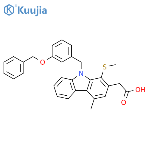 9H-Carbazole-2-acetic acid,4-methyl-1-(methylthio)-9-[[3-(phenylmethoxy)phenyl]methyl]- structure