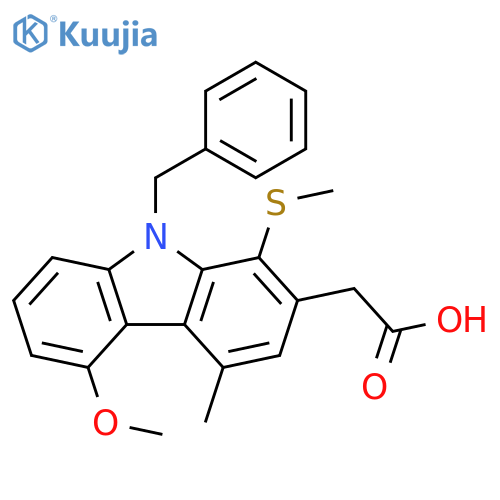 9H-Carbazole-2-acetic acid,5-methoxy-4-methyl-1-(methylthio)-9-(phenylmethyl)- structure