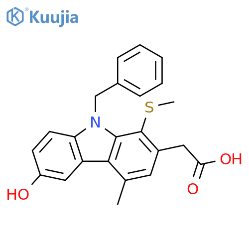 9H-Carbazole-2-acetic acid,6-hydroxy-4-methyl-1-(methylthio)-9-(phenylmethyl)- structure