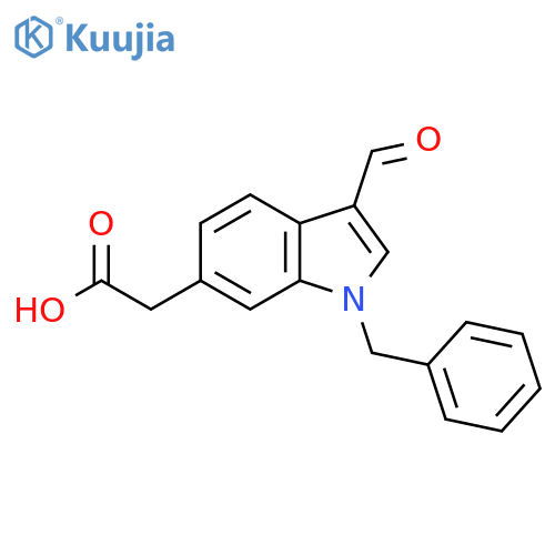 1H-Indole-6-acetic acid, 3-formyl-1-(phenylmethyl)- structure