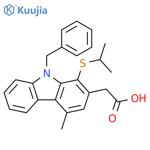 9H-Carbazole-2-acetic acid,4-methyl-1-[(1-methylethyl)thio]-9-(phenylmethyl)- structure