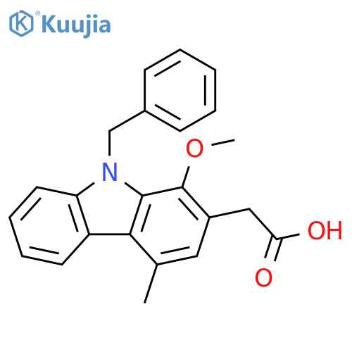 9H-Carbazole-2-acetic acid, 1-methoxy-4-methyl-9-(phenylmethyl)- structure