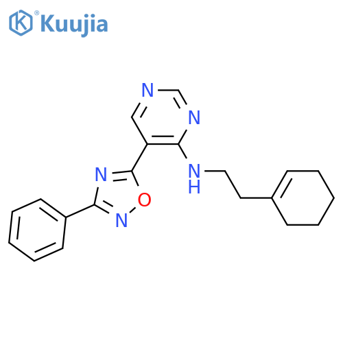 N-[2-(cyclohex-1-en-1-yl)ethyl]-5-(3-phenyl-1,2,4-oxadiazol-5-yl)pyrimidin-4-amine structure