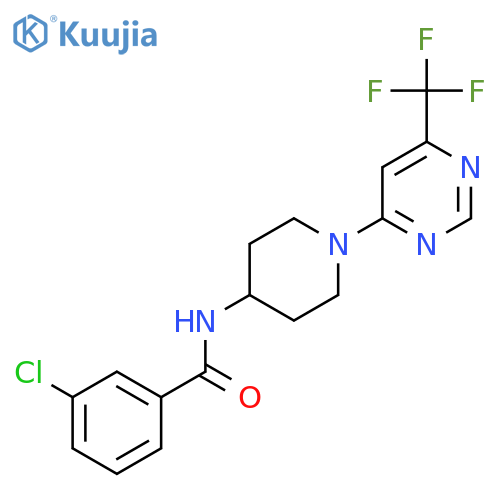 3-chloro-N-{1-[6-(trifluoromethyl)pyrimidin-4-yl]piperidin-4-yl}benzamide structure