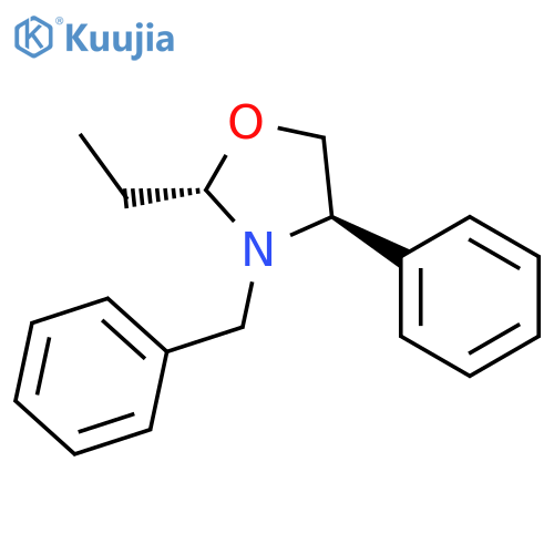 OXAZOLIDINE, 2-ETHYL-4-PHENYL-3-(PHENYLMETHYL)-, (2S-TRANS)- structure