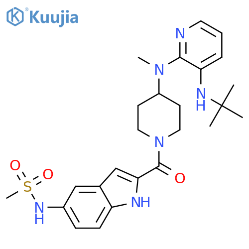 N-{2-[(4-{[3-(tert-butylamino)pyridin-2-yl](methyl)amino}piperidin-1-yl)carbonyl]-1H-indol-5-yl}methanesulfonamide structure