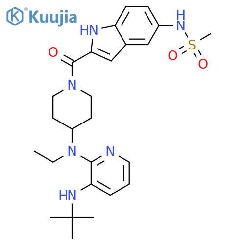 N-{2-[(4-{[3-(tert-butylamino)pyridin-2-yl](ethyl)amino}piperidin-1-yl)carbonyl]-1H-indol-5-yl}methanesulfonamide structure
