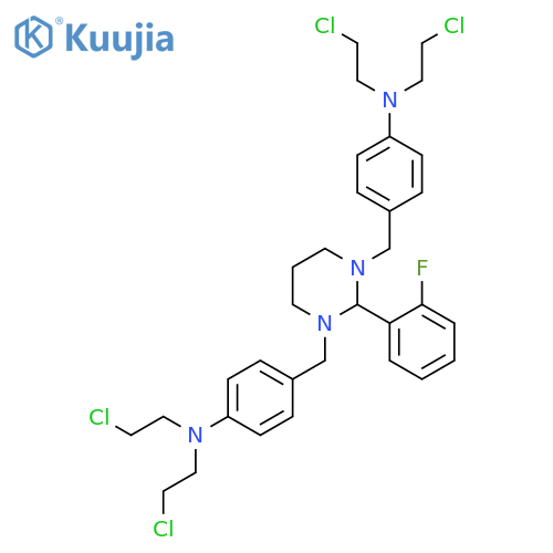 4-[[3-[[4-[bis(2-chloroethyl)amino]phenyl]methyl]-2-(2-fluorophenyl)-1,3-diazinan-1-yl]methyl]-n,n-bis(2-chloroethyl)aniline structure