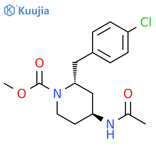 1-Piperidinecarboxylic acid, 4-(acetylamino)-2-[(4-chlorophenyl)methyl]-, methyl ester, trans-(9ci) structure