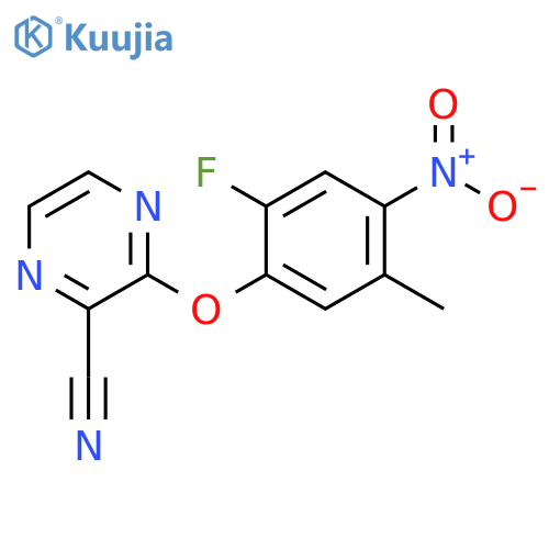 3-(2-fluoro-5-methyl-4-nitrophenoxy)pyrazine-2-carbonitrile structure