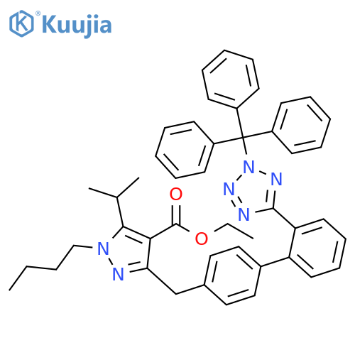 1H-Pyrazole-4-carboxylic acid,1-butyl-5-(1-methylethyl)-3-[[2'-[2-(triphenylmethyl)-2H-tetrazol-5-yl][1,1'-biphenyl]-4-yl]methyl]-, ethyl ester structure