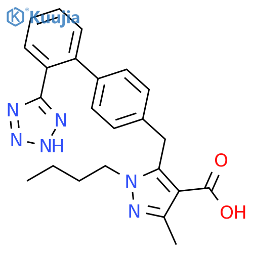 1H-Pyrazole-4-carboxylic acid,1-butyl-3-methyl-5-[[2'-(1H-tetrazol-5-yl)[1,1'-biphenyl]-4-yl]methyl]- structure
