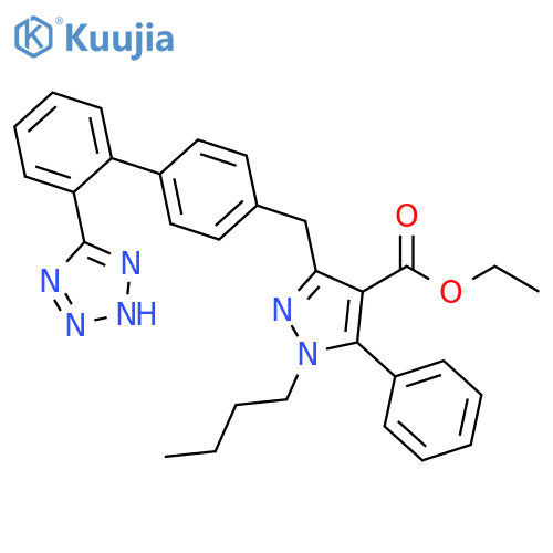 1H-Pyrazole-4-carboxylic acid,1-butyl-5-phenyl-3-[[2'-(1H-tetrazol-5-yl)[1,1'-biphenyl]-4-yl]methyl]-, ethylester structure