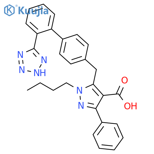 1H-Pyrazole-4-carboxylic acid,1-butyl-3-phenyl-5-[[2'-(1H-tetrazol-5-yl)[1,1'-biphenyl]-4-yl]methyl]- structure