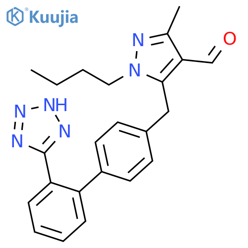 1H-Pyrazole-4-carboxaldehyde,1-butyl-3-methyl-5-[[2'-(1H-tetrazol-5-yl)[1,1'-biphenyl]-4-yl]methyl]- structure