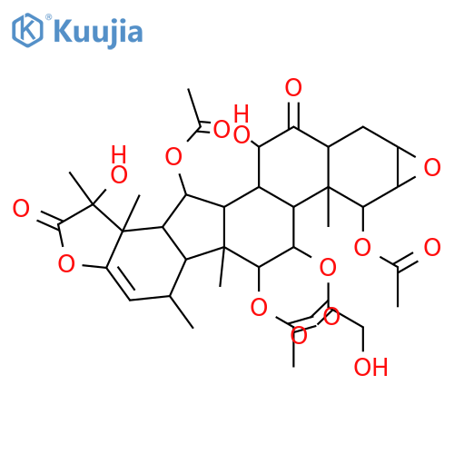 16,24-Cycloergost-22-en-26-oic acid, 1,12,15-tris(acetyloxy)-2,3-epoxy-7,23,25-trihydroxy-11-[(2-hydroxyacetyl)oxy]-6-oxo-, γ-lactone, (1α,2α,3α,5α,7β,11β,12α,15α,16β,25S)- structure