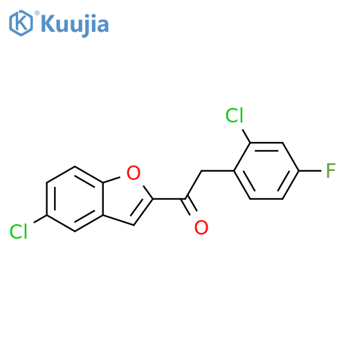 1-(5-chloro-1-benzofuran-2-yl)-2-(2-chloro-4-fluorophenyl)ethan-1-one structure