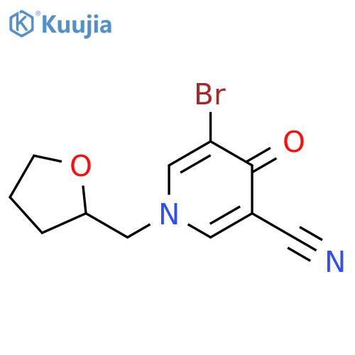 5-Bromo-4-oxo-1-(tetrahydro-furan-2-ylmethyl)-1,4-dihydro-pyridine-3-carbonitrile structure