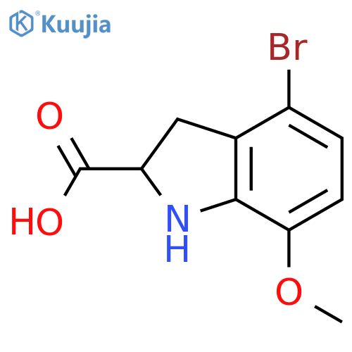 4-bromo-7-methoxy-2,3-dihydro-1H-indole-2-carboxylic acid structure