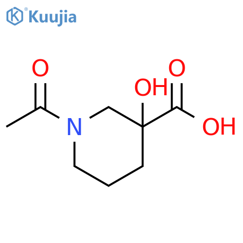 1-acetyl-3-hydroxypiperidine-3-carboxylic acid structure